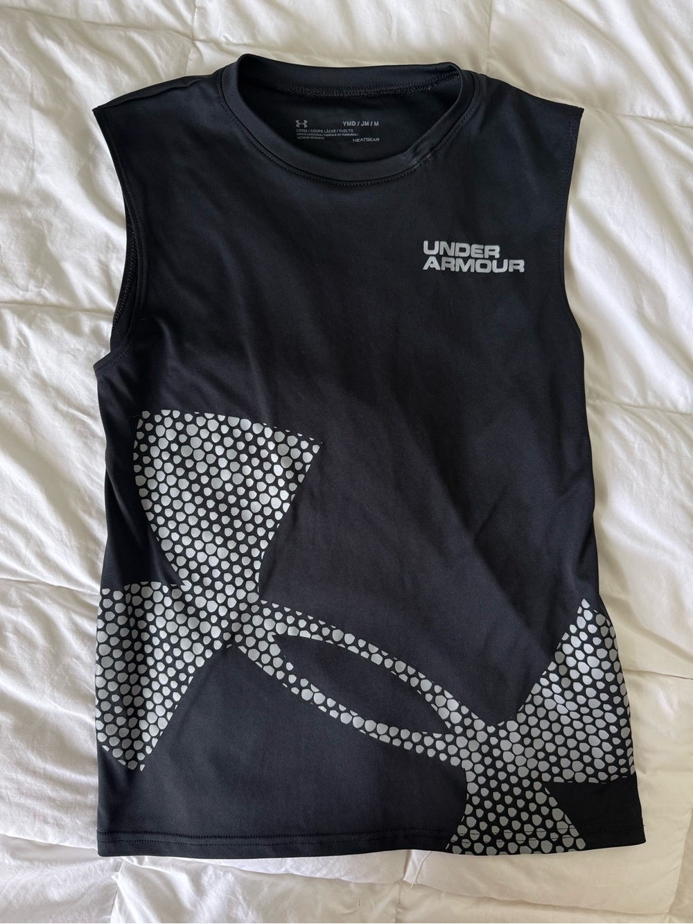 Under Armour Youth Medium Black Sleeveless Tank Moisture Wicking
